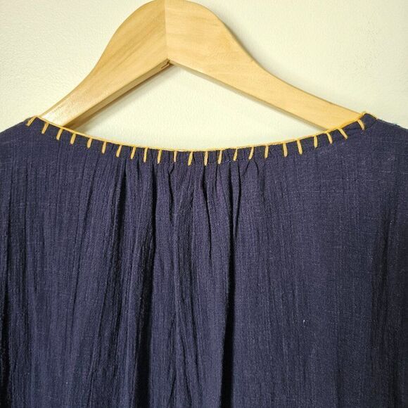 EUC THML BLUE COTTON EMBROIDERED BOHO SHORT DRESS SIZE SMALL - Picture 4 of 16